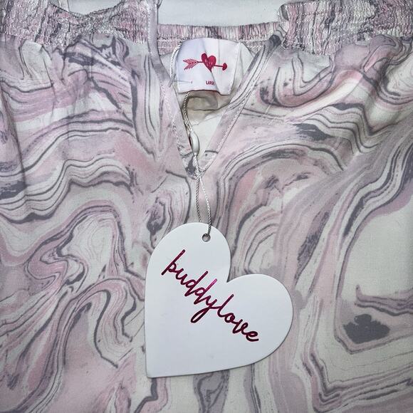 Buddy Love Reese Maxi Dress Size Large Pink Quartz Swirl Print Tie-Shoulder NWT - Picture 6 of 14